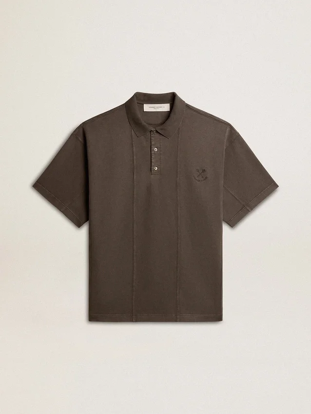 Camisas de algodón para hombre en gris antracita con bordado