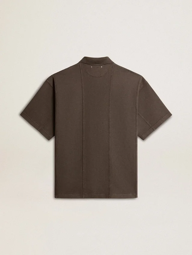 Camisas de algodón para hombre en gris antracita con bordado
