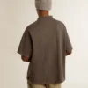 Camisas de algodón para hombre en gris antracita con bordado