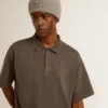 Camisas de algodón para hombre en gris antracita con bordado