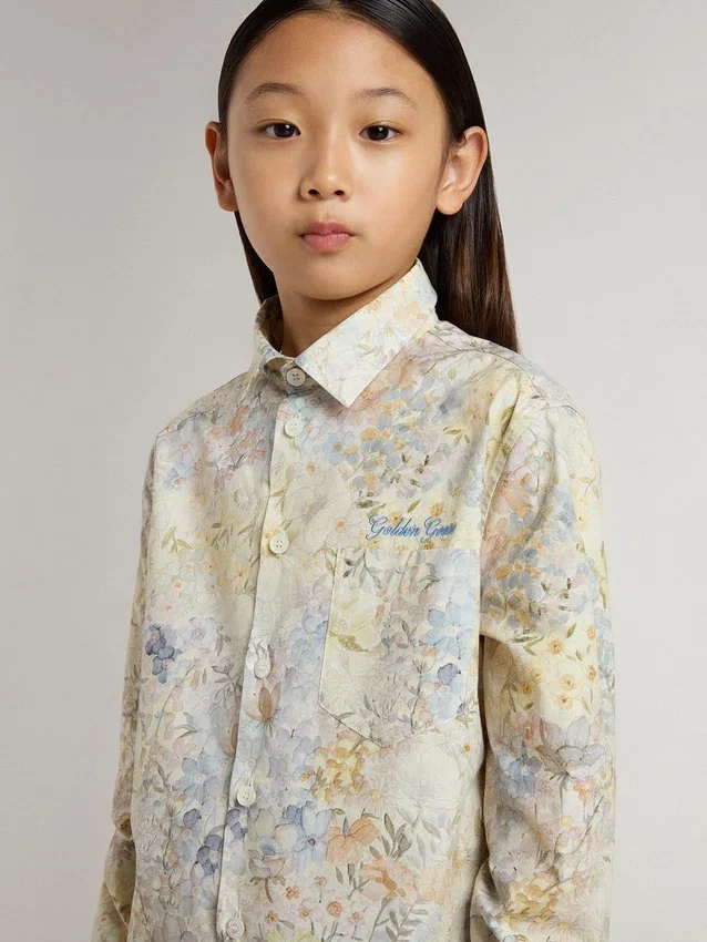 Camisas de algodón para niñas con estampado floral multicolor