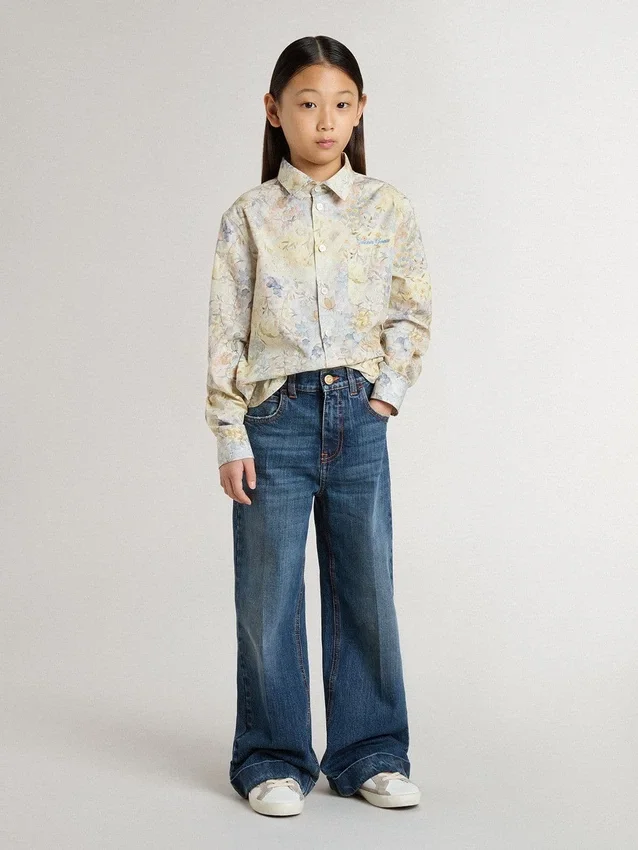 Camisas de algodón para niñas con estampado floral multicolor