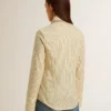 Camisas de color crudo con rayas y cristales bordados