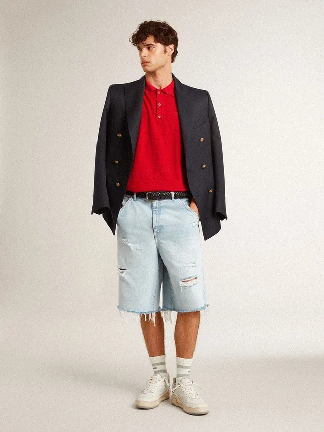 Camisas de hombre en piqué de algodón rojo