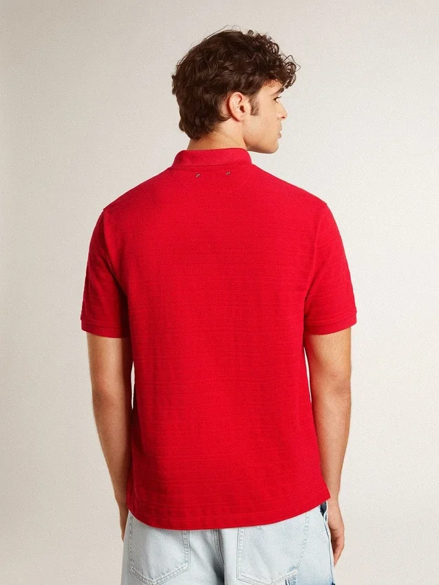 Camisas de hombre en piqué de algodón rojo