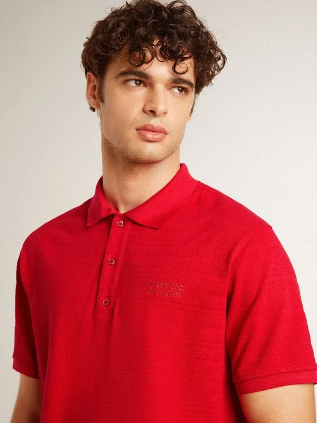 Camisas de hombre en piqué de algodón rojo