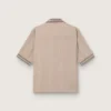 Camisas de manga corta para hombre en lana fresca gris con rayas finas