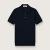 Camisas de manga corta para hombre en lana merina azul marino