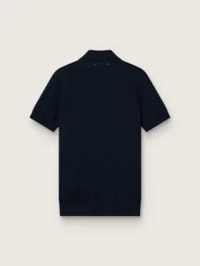Camisas de manga corta para hombre en lana merina azul marino