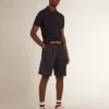 Camisas de manga corta para hombre en lana merina azul marino