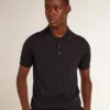 Camisas de manga corta para hombre en lana merina azul marino