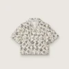 Camisas de manga corta para niñas «Journey», de lona de algodón blanca con estampado floral verde