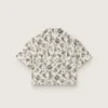 Camisas de manga corta para niñas «Journey», de lona de algodón blanca con estampado floral verde