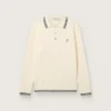 Camisas de manga larga para hombre de punto blanco con ribetes en contraste y un pin extraíble