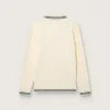 Camisas de manga larga para hombre de punto blanco con ribetes en contraste y un pin extraíble