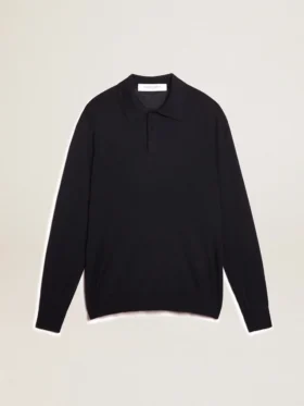 Camisas de manga larga para hombre en lana merina azul marino