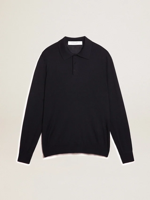 Camisas de manga larga para hombre en lana merina azul marino