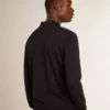 Camisas de manga larga para hombre en lana merina azul marino