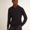 Camisas de manga larga para hombre en lana merina azul marino