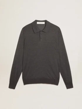 Camisas de manga larga para hombre en lana merina gris