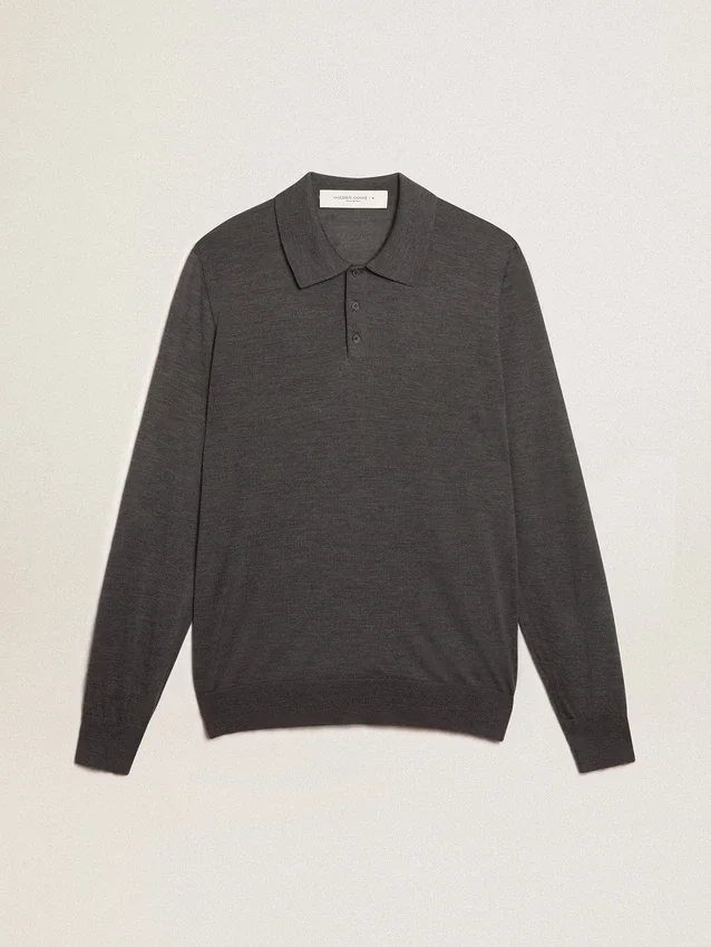 Camisas de manga larga para hombre en lana merina gris