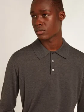 Camisas de manga larga para hombre en lana merina gris