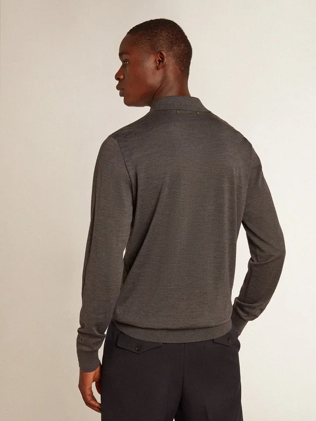 Camisas de manga larga para hombre en lana merina gris