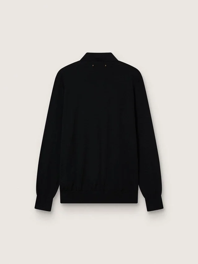 Camisas de manga larga para hombre en lana merina negra