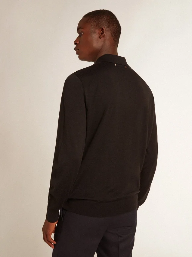 Camisas de manga larga para hombre en lana merina negra