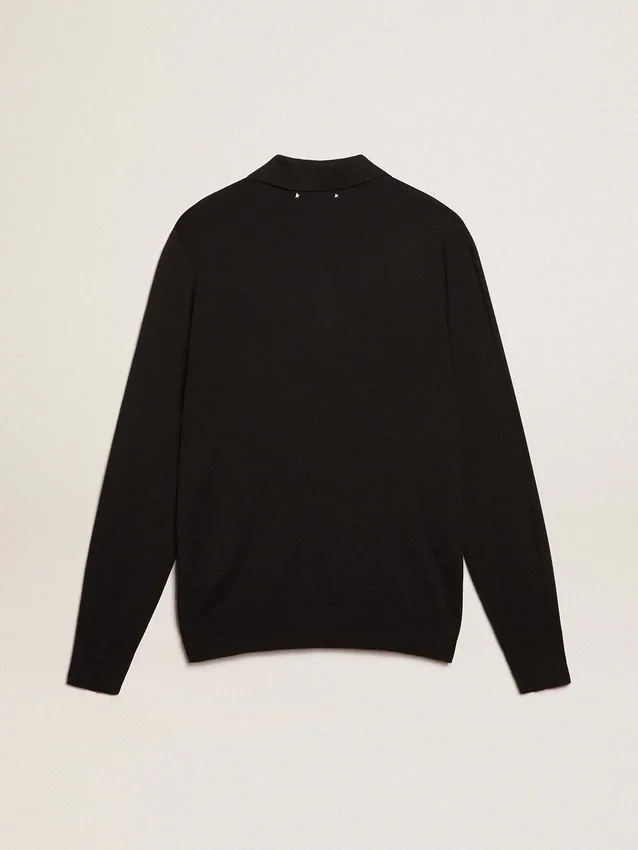 Camisas de manga larga para hombre en lana merina negra