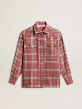 Camisas de mujer con bordado de cuadros en rosa, arena y gris