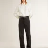 Camisas de mujer con estampado de rayas verticales y bordado de cristales