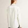 Camisas de mujer con estampado de rayas verticales y bordado de cristales