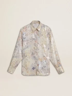 Camisas de mujer con estampado floral multicolor de lentejuelas