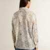 Camisas de mujer con estampado floral multicolor de lentejuelas