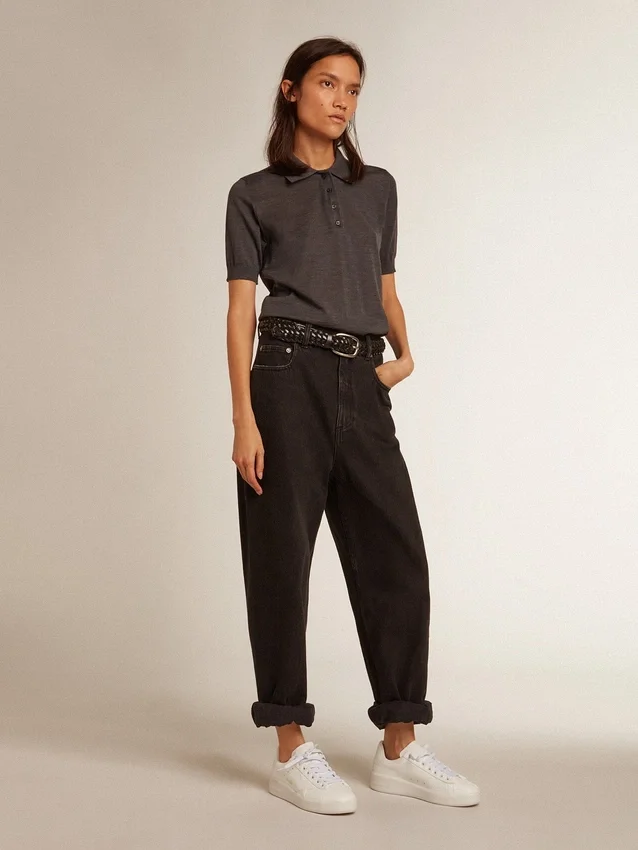 Camisas de mujer de lana merina antracita