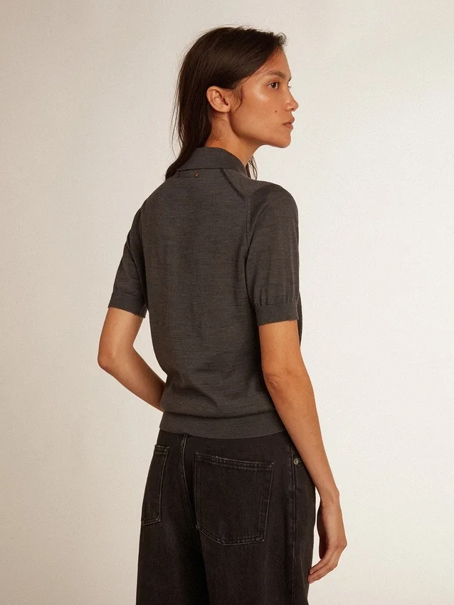 Camisas de mujer de lana merina antracita
