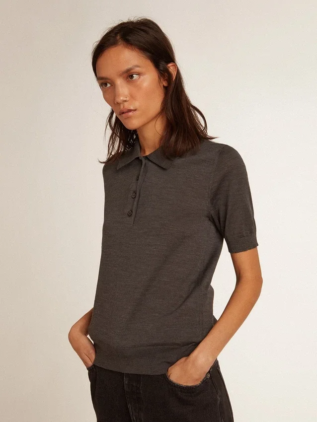 Camisas de mujer de lana merina antracita