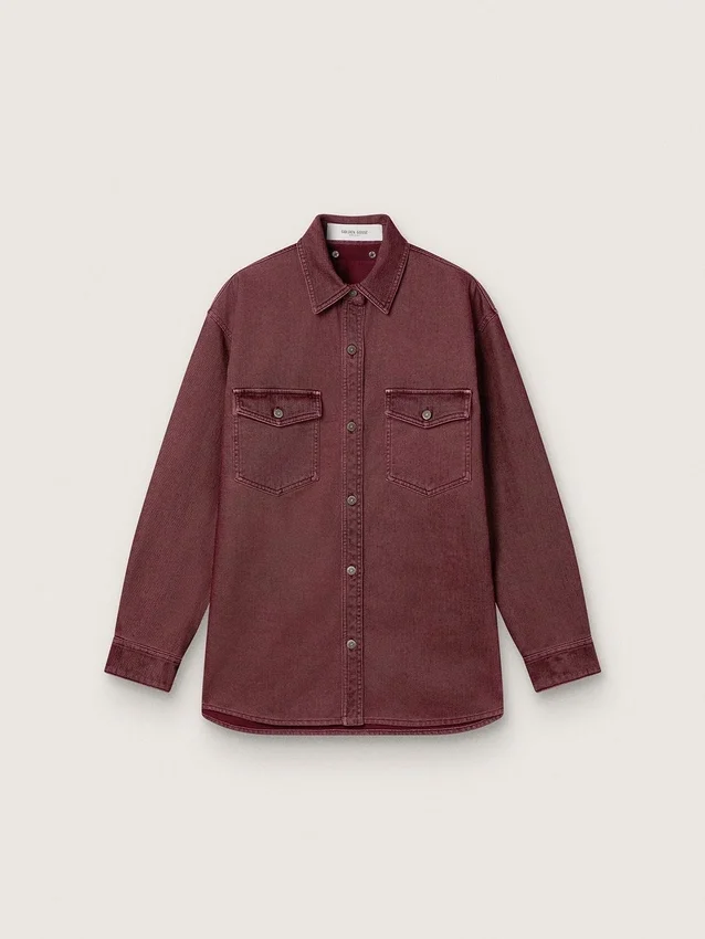 Camisas de mujer en denim burdeos