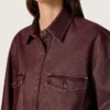 Camisas de mujer en denim burdeos
