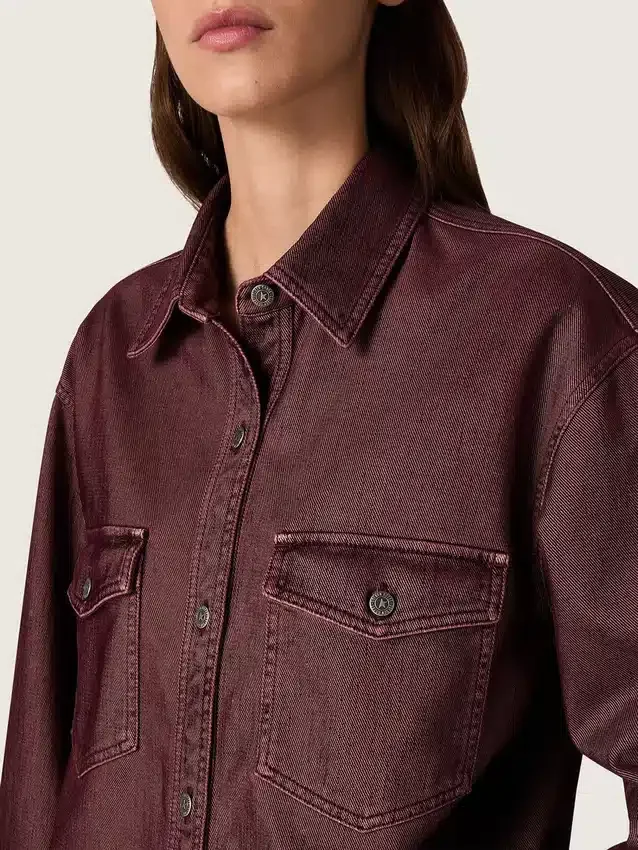 Camisas de mujer en denim burdeos