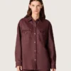 Camisas de mujer en denim burdeos