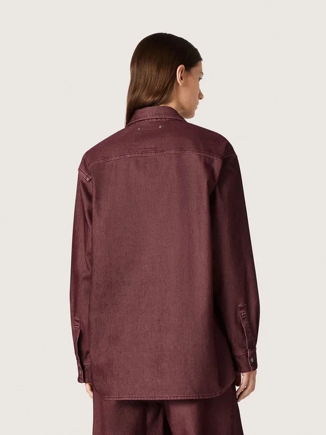 Camisas de mujer en denim burdeos
