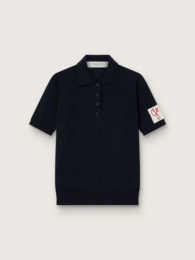 Camisas de mujer en lana merina azul marino