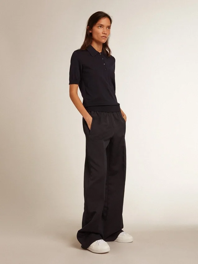 Camisas de mujer en lana merina azul marino