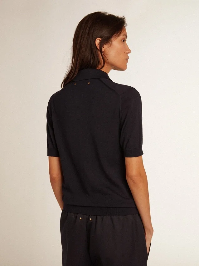 Camisas de mujer en lana merina azul marino