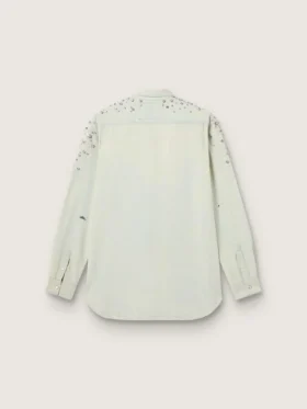 Camisas de mujer estilo «boyfriend» decoloradas con cristales cabujón