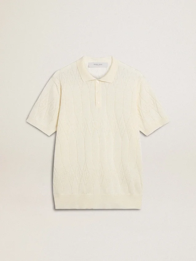 Camisas de punto jacquard blancas para hombre