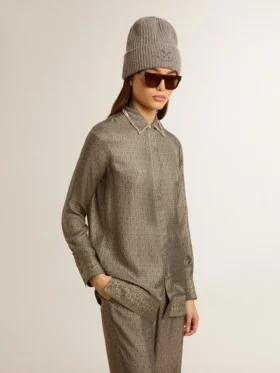 Camisas de seda con mezcla de viscosa para mujer, de color verde y con estampado floral