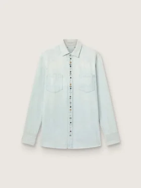 Camisas de vaquero decoloradas para hombre con tachuelas martilladas